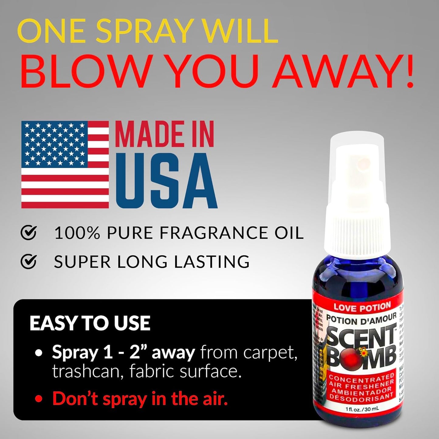 Scent Bomb Air Freshener Spray, Long-Lasting Odor Eliminator - Effective Deodorizer for Home & Car, Fresh Room Spray for Kitchen, Bathroom & Smell Neutralizer - 1 oz Pack of 4, Black Cherry Scent