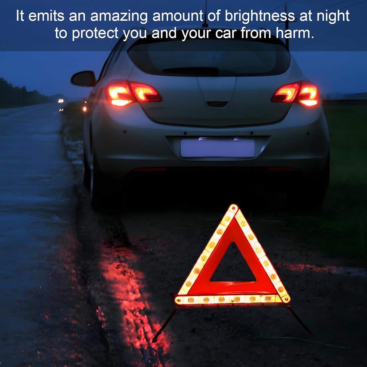 Reflective Warning Triangle, Foldable Emergency Warning Frame Triangle with Storage Case, Roadside Hazard Sign Safety Reflector for Auto Breakdown, Car Accessories
