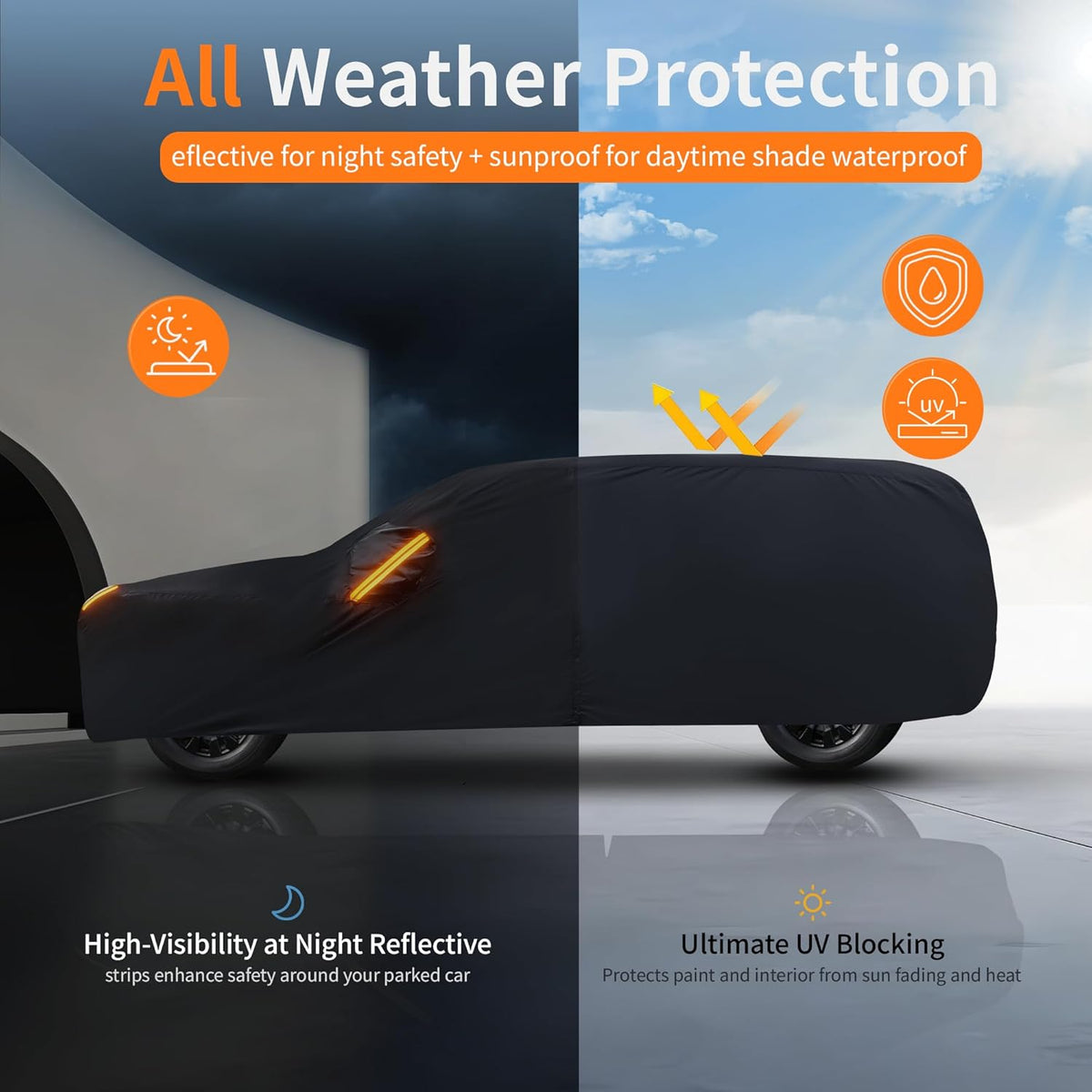 SUV Cover Waterproof All-Weather,Outdoor Full Exterior Car Covers for Automobiles SUV(Length up to 181 inch) with Windshield Sun Shade Universal Fit Subaru CrossTrek,Audi Q3,Soul,Element etc