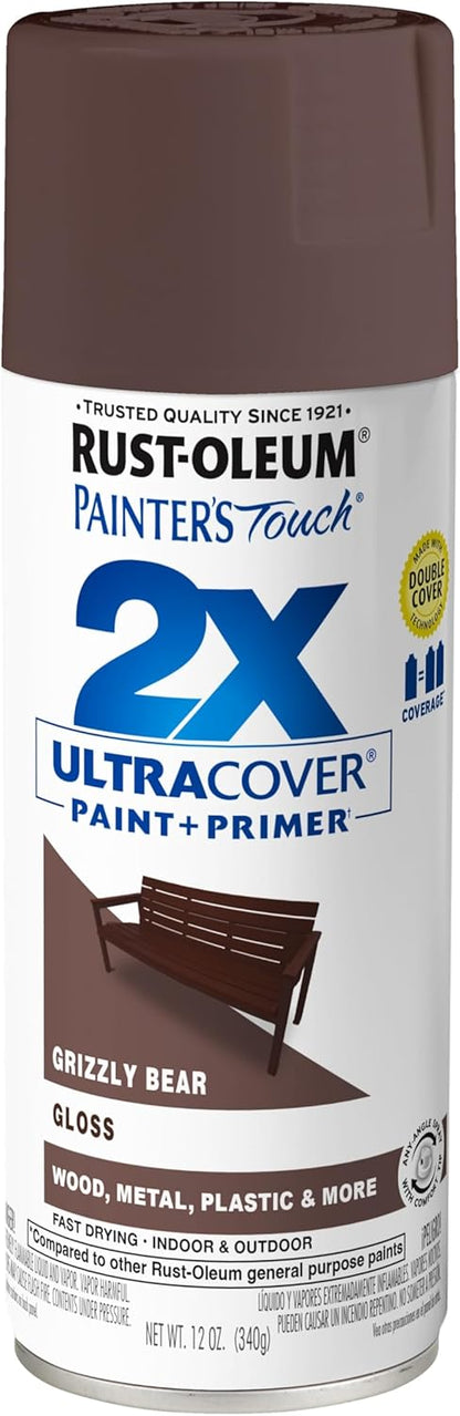 Rust-Oleum 334029 Painter's Touch 2X Ultra Cover Spray Paint, 12 oz, Gloss Clear - Colors F