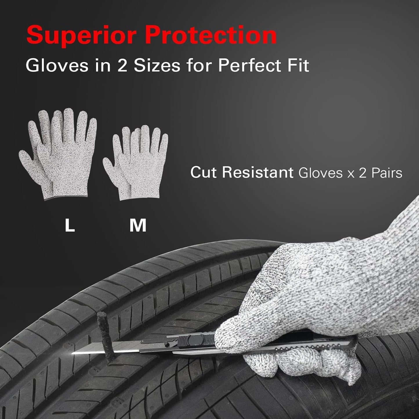 CKAuto Universal Tire Repair Kit, Heavy Duty Car Emergency Tool Kit for Flat Tire Puncture Repair, 36 Pcs Value Pack, Tire Plug Kit fit for Autos, Cars, Motorcycles, Trucks, RVs, etc.