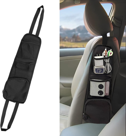 QUICTO 2PCS Car Seat Storage Hanging Bag, Multi-Pocket Seat Side Organizer, Multifunctional Mesh Net Pocket, Can Hold Mobile Phone, Wallet, Glasses, Suitable for Cars, SUVs, Trucks