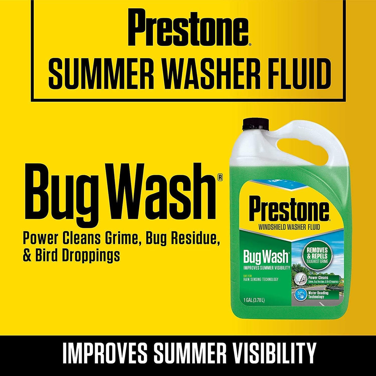 Prestone Bug Wash Windshield Washer Fluid, 1 Gallon