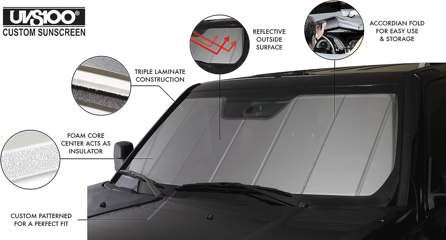 Covercraft UVS100 Custom Windshield Sunscreen for 2024-2026 Toyota Grand Highlander Gas & Hybrid Models - Silver