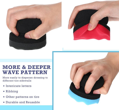BBTO 6 Pcs Tire Hex Grip Dressing Applicator Washable Shine Applicator Dressing Pad Car Detailing Foam Sponge Reusable Cleaner Sponge for No Slip Tire