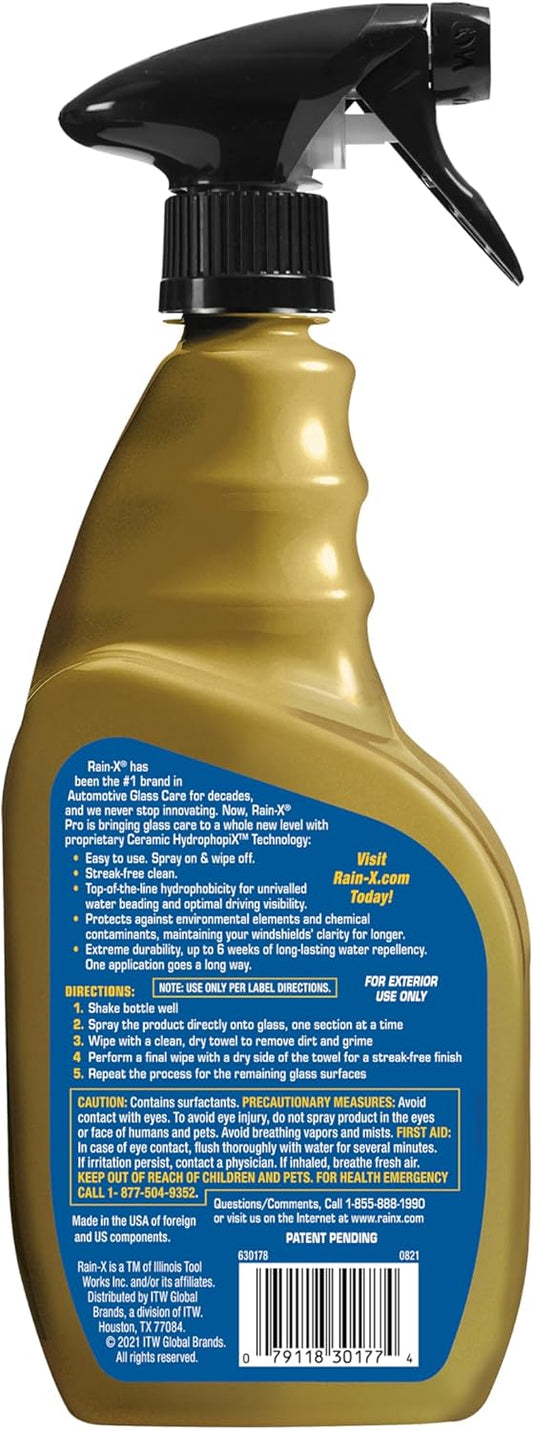 Rain-X 630177SRP Cerami-X Glass Cleaner + Water Repellent, 23oz - Cleaning Effectively While Remaining Streak Free, Protecting Against Contaminants and Stains