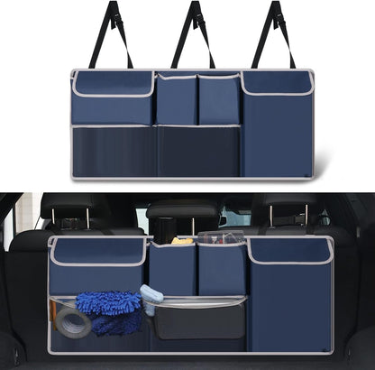 UYYE Trunk Hanging Organizer, Backseat Bag, Car Interior Accessories with 4 Pockets & 2 Mesh Pouches for Groceries, Will Provide More Storage Trunk Space for SUV, Jeep, MPVs