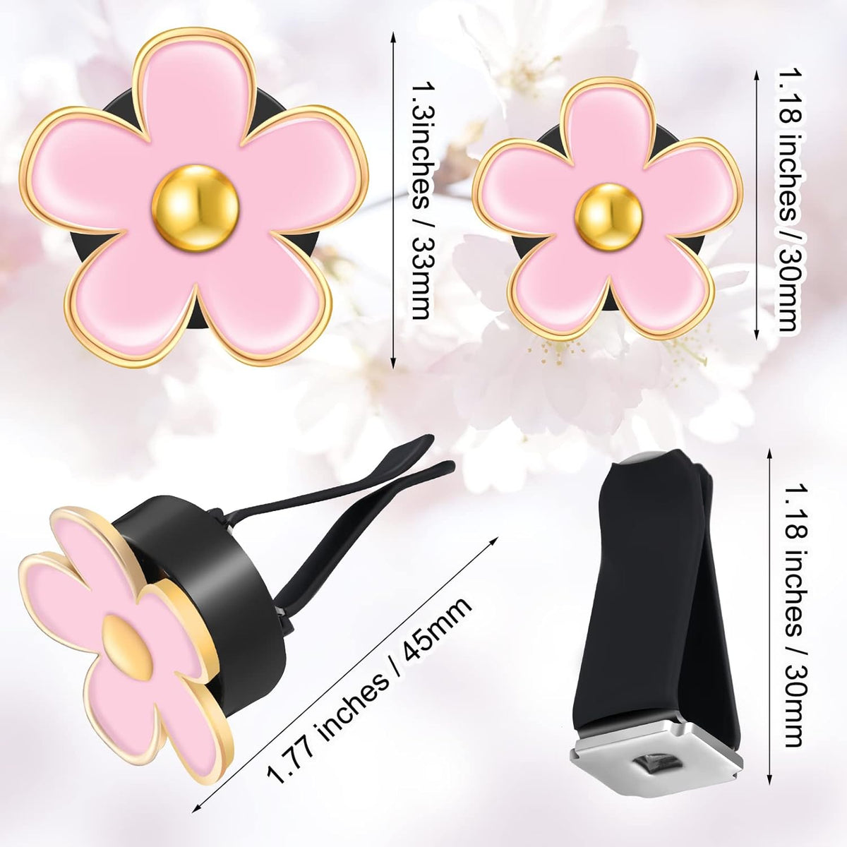 Frienda 6 Pcs Daisy Flower Air Vent Clip Accessories Air Conditioning Outlet Clip Car Air Freshener Dashboard Accessories Charm Car Inter Decor(3 cm, 3.3 cm,White)