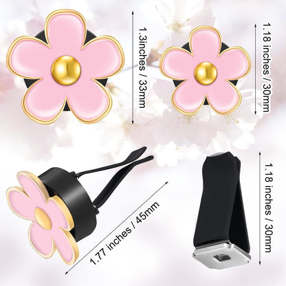 Frienda 6 Pcs Daisy Flower Air Vent Clip Accessories Air Conditioning Outlet Clip Car Air Freshener Dashboard Accessories Charm Car Inter Decor(3 cm, 3.3 cm,White)