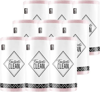 Fantasticlean Microfiber Cleaning Cloth Roll -75 Pack, Tear Away Microfiber Towels, 12" x 12", Reusable, Washable, Scratch Free, Ultra Absorbent for All-Around Cleaning Supplies (DimGray)
