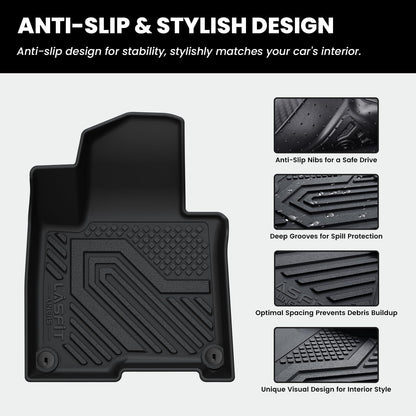 LASFIT Floor Mats Fits for Hyundai Sonata 2020-2026 (Only for FWD & Gas) & Kia K5 2021-2025 (Only for FWD) Custom Fit TPE All Weather Floor Liners Car Mats Accessories, Black