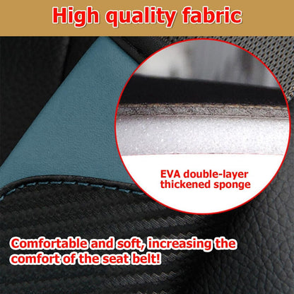 AUCELI 2PCS Car Seat Belt Cover, Carbon Fiber Seatbelt Shoulder Strap Covers, Breathable Leather Soft Harness Pad Protect Your Neck and Shoulder Compatible with Cars