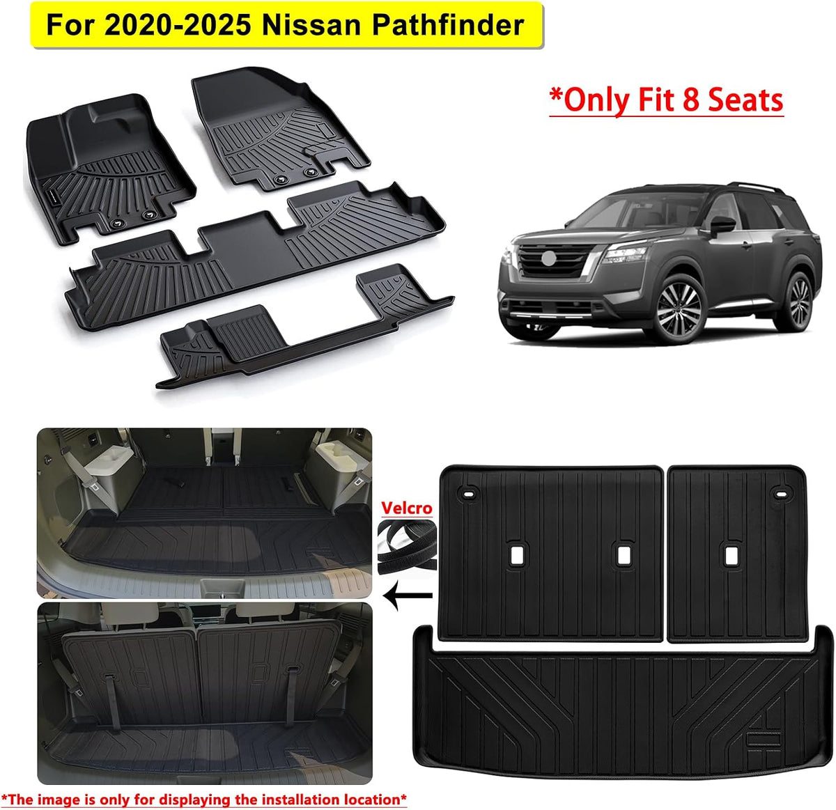 Floor Mats & Trunk Mat for 2012-2017 Chevy Equinox/GMC Terrain,TPE All Weather Protection 2 Rows Car Floor Liners with Cargo Liners for Chevrolet Equinox Accessories