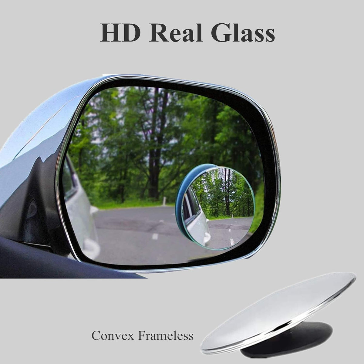2 pcs Blind Spot Mirrors, 2" Round HD Glass Convex 360° Wide Angle Side Rear View Mirror with ABS Housing for Cars SUV and Trucks, Black, Pack of 2