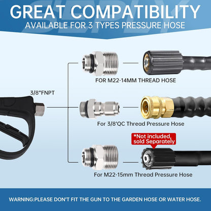 SEPLY Foam Cannon for Pressure Washer Gun Kit with Dual Connector Accessory, Car Wash Foam Gun with 5 Pressure Washer Nozzle Tips 3/8'' Swivel Quick Connector and M22-14mm and M22-15 mm Fitting