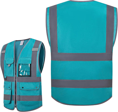 XIAKE Reflective Safety Vest for Men & Women High Visibility Class 2 Vest with Pockets Meets ANSI Standards