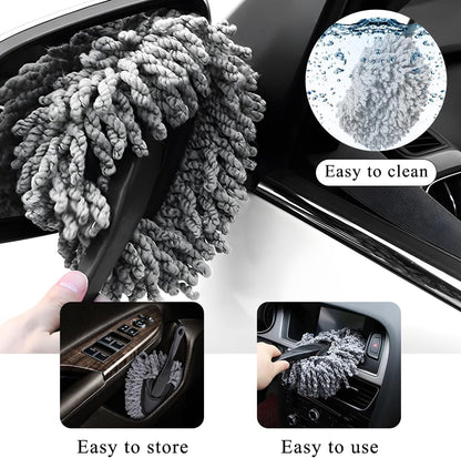 KVAEY Car Dash Duster Brush, Super Soft Microfiber Multi-Functional Car Cleaning Brush, Scratch Free Dash Dusting Tool with a Anti-Skid Handle for Vehicle Home Kitchen Cleaning (Gray)