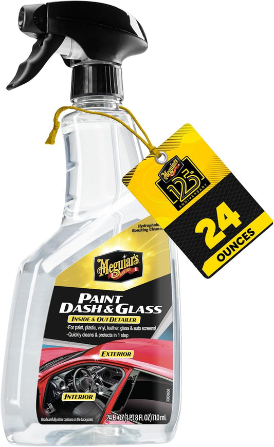 Meguiar's Paint, Dash & Glass - This Advanced Car Detailer is Perfect to Quickly Clean and Protect Your Car Inside & Out, Hydrophobic Boosted Car Cleaning for Paint, Plastic, Glass & More! 24 Oz Spray