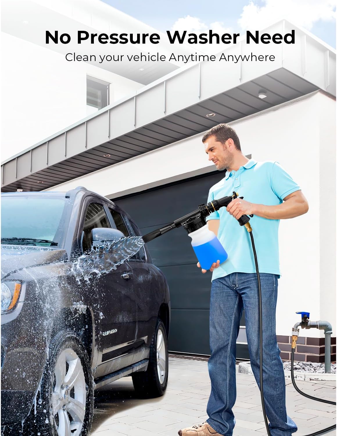 ARTIPOLY Car Wash Foam Gun + Microfiber Wash Mitt - Car Foam Sprayer - Foam Cannon for Hose - Spray Foam Gun Cleaner - Snow Foam Blaster for Cars, Boats, RVs, Foam Cannon Connects to Any Garden Hose