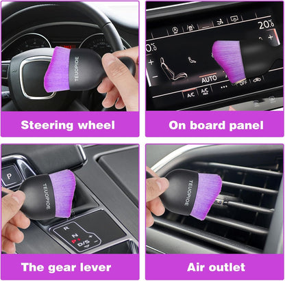 Car Interior Cleaning Brush, Car Duster Interior,Car Detailing Brush Dusting Brush,Car Interior Cleaning Tool, Auto Soft Hair Car Brush,Auto Interior Dust Brush for Air Vents(Brown)