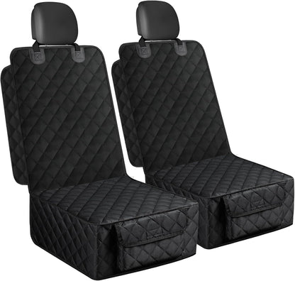 Dog Car Seat Cover, 2 Pack Waterproof Pet Front Seat Car Cover, Full Protection Dog Seat Protector with Side Flaps, Universal Size for Cars, Trucks, SUVs