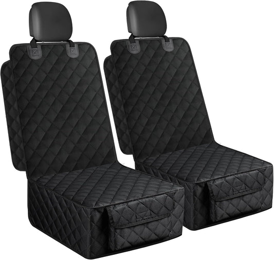 Dog Car Seat Cover, 2 Pack Waterproof Pet Front Seat Car Cover, Full Protection Dog Seat Protector with Side Flaps, Universal Size for Cars, Trucks, SUVs