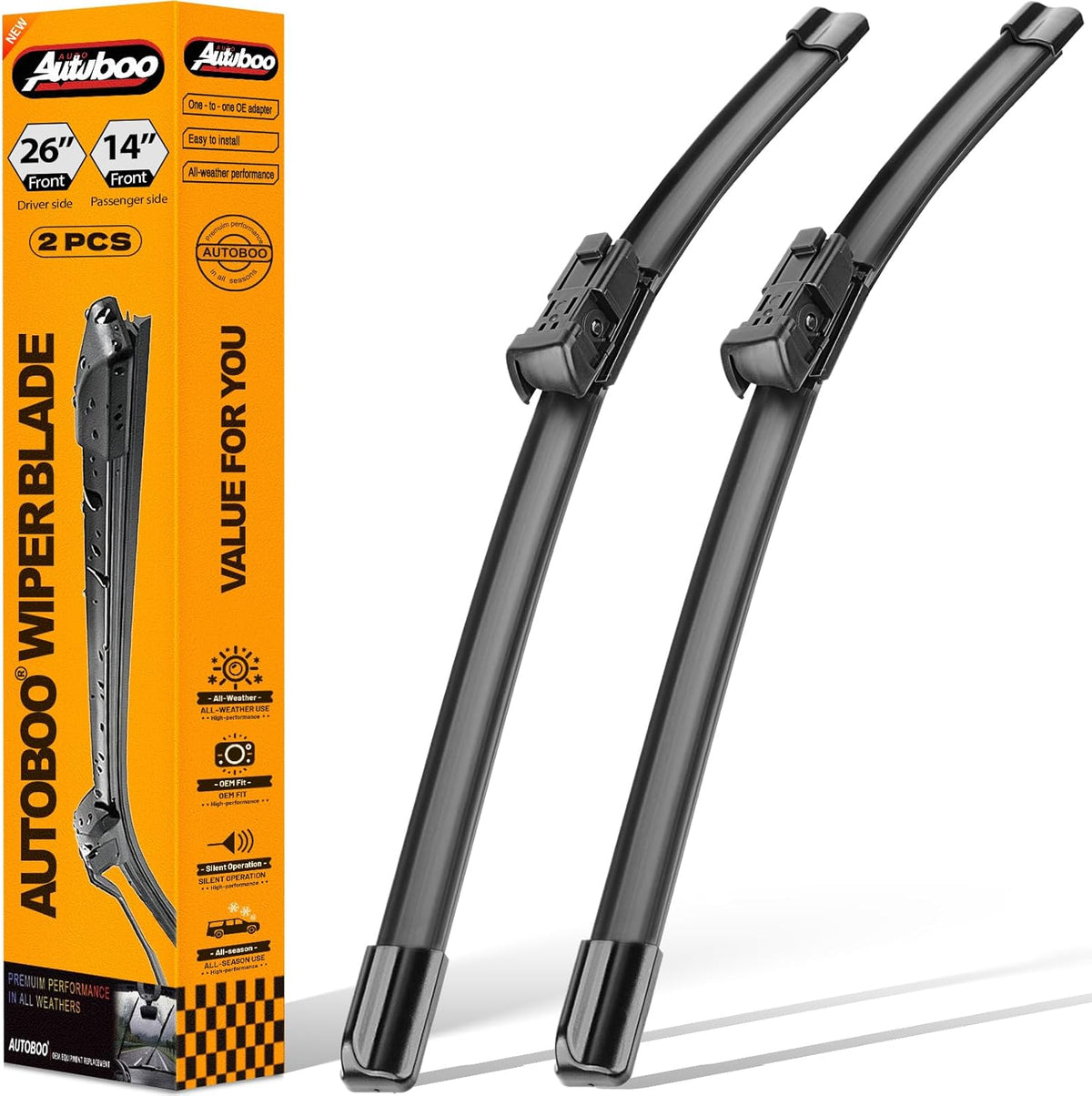 AUTOBOO 26"+19" Windshield Wipers Replacement for Tesla Model 3 2017 2018 2019 2020 2021 2022 2023 2024 2025 Model Y 2020 2021 2022 2023-2025 -Original Factory Quality (Pack of 2) - Colors A