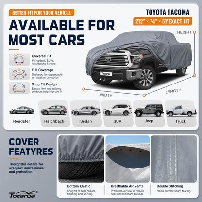 SUV Cover Waterproof All-Weather,Outdoor Full Exterior Automobiles SUV(Length 182-190 inch) with Windshield Sun Shade Universal Fit Toyota RAV4,CRV,Model Y,Q5,Size S2 (See SizeChart)