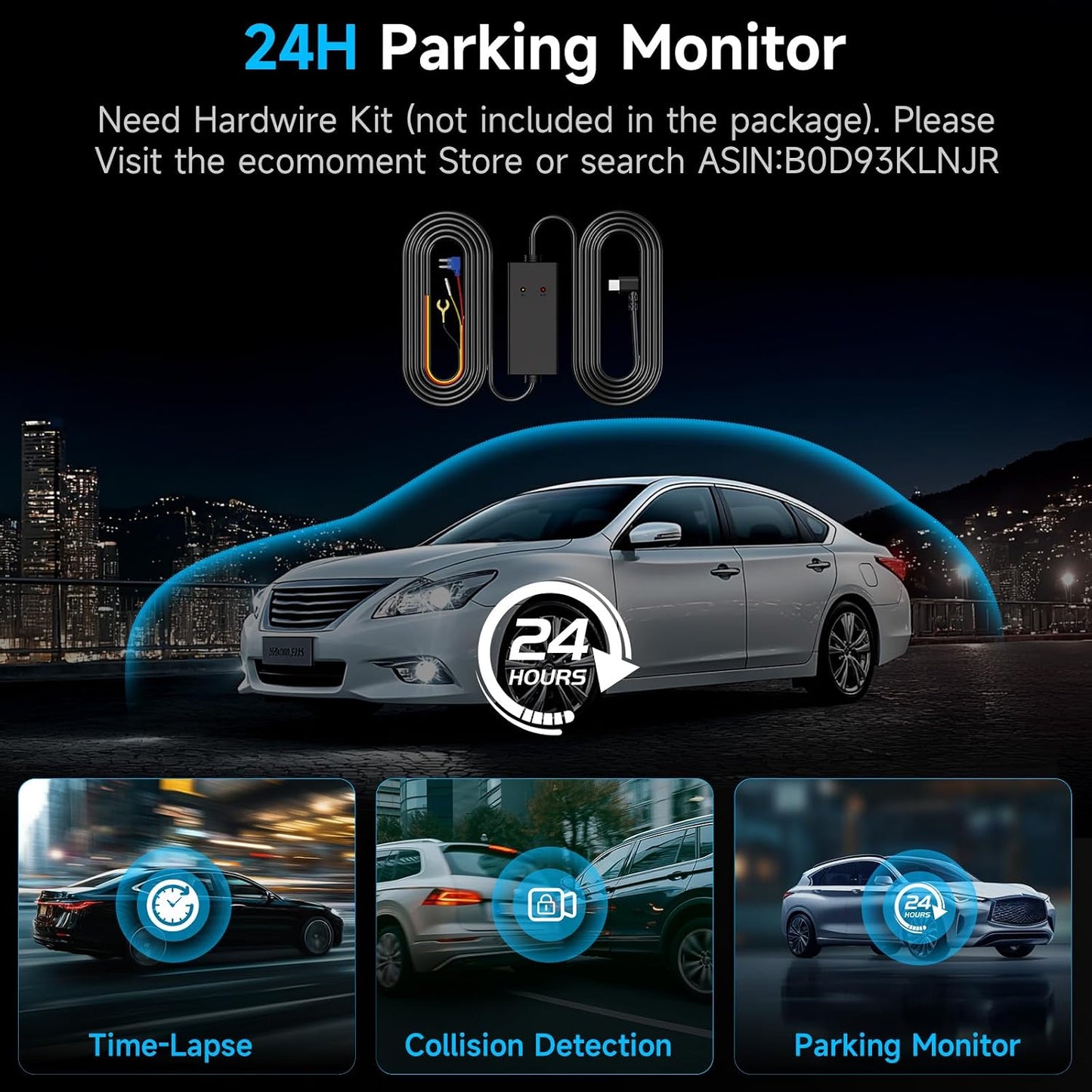 Ecomoment Dash Cam Front and Rear, 2.5K+1080P Car Camera with 32GB Card | WDR Night Vision, G-Sensor, 24H Parking Monitor, 3.16" IPS Screen, 170° Wide Angle, Supports up to 256GB Card