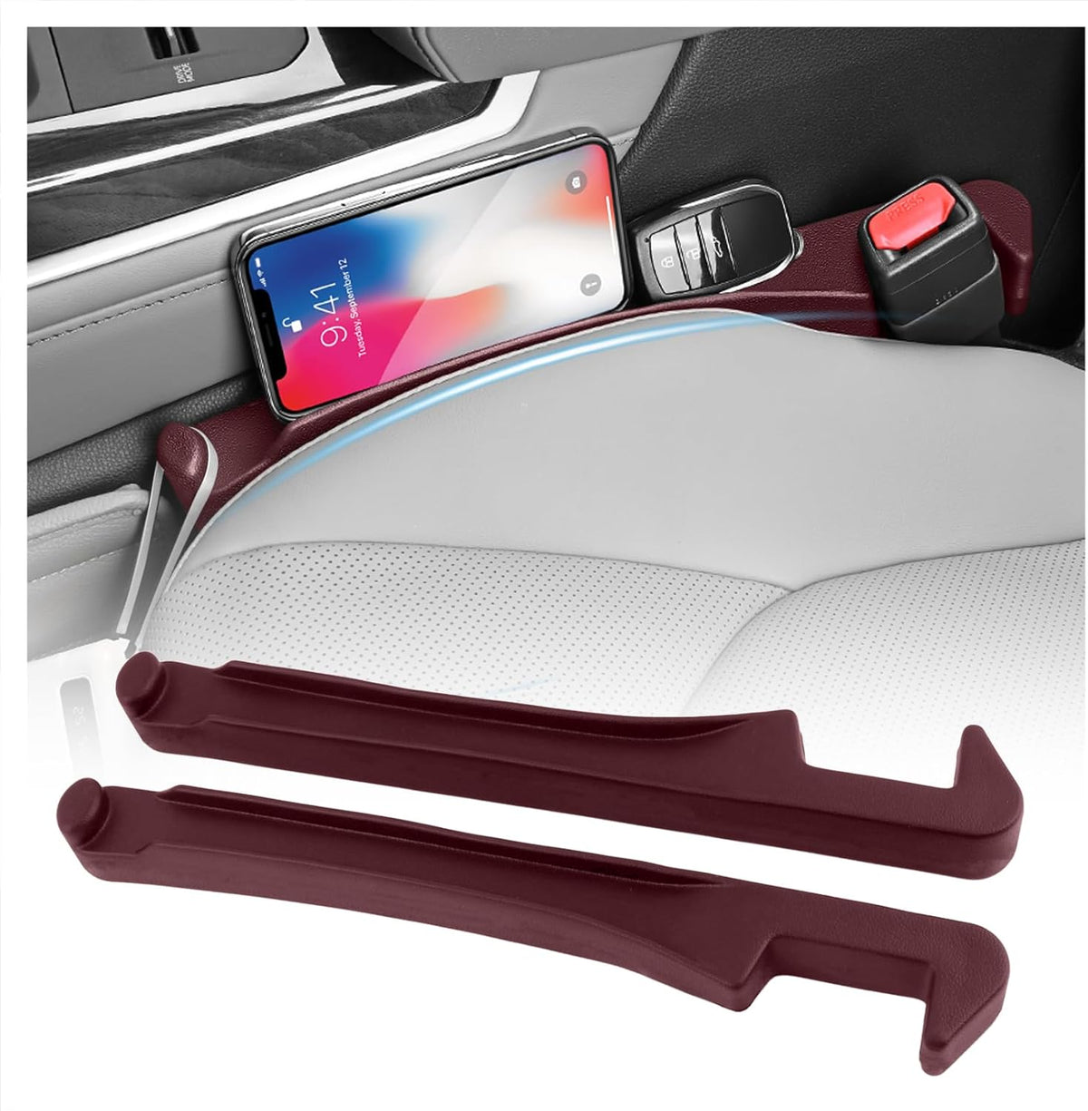 3 in 1 Car Seat Gap Filler Organizer,2PCS Multifunctional Car Seat Gap Plug with Storage Slot & Hook Function,Anti-Drop Cars Gaps Seats Filler Cars Clutter Catcher for SUVs Trucks (Black)