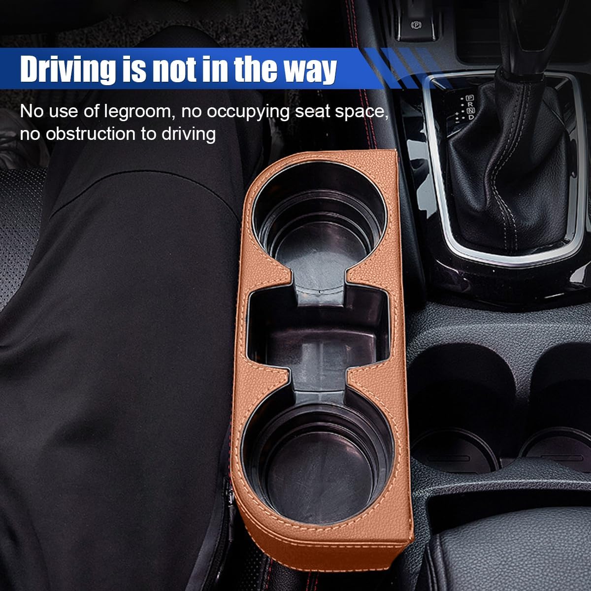 Car Cup Holder, Auto Front Seat Organizer, Multifunctional Cup Drink Holders with PU Leather Cover, Gap Filler Storage Box Coin Bucket Console Side Pocket Cell Mobile Phone Holder (Black)