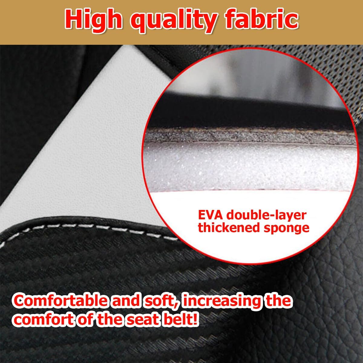 AUCELI 2PCS Car Seat Belt Cover, Carbon Fiber Seatbelt Shoulder Strap Covers, Breathable Leather Soft Harness Pad Protect Your Neck and Shoulder Compatible with Cars