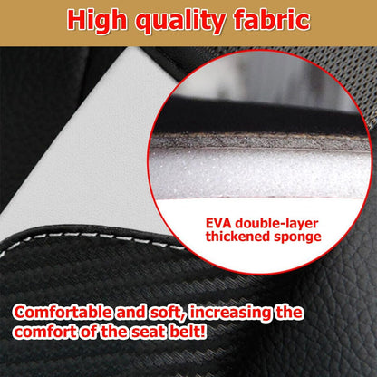 AUCELI 2PCS Car Seat Belt Cover, Carbon Fiber Seatbelt Shoulder Strap Covers, Breathable Leather Soft Harness Pad Protect Your Neck and Shoulder Compatible with Cars