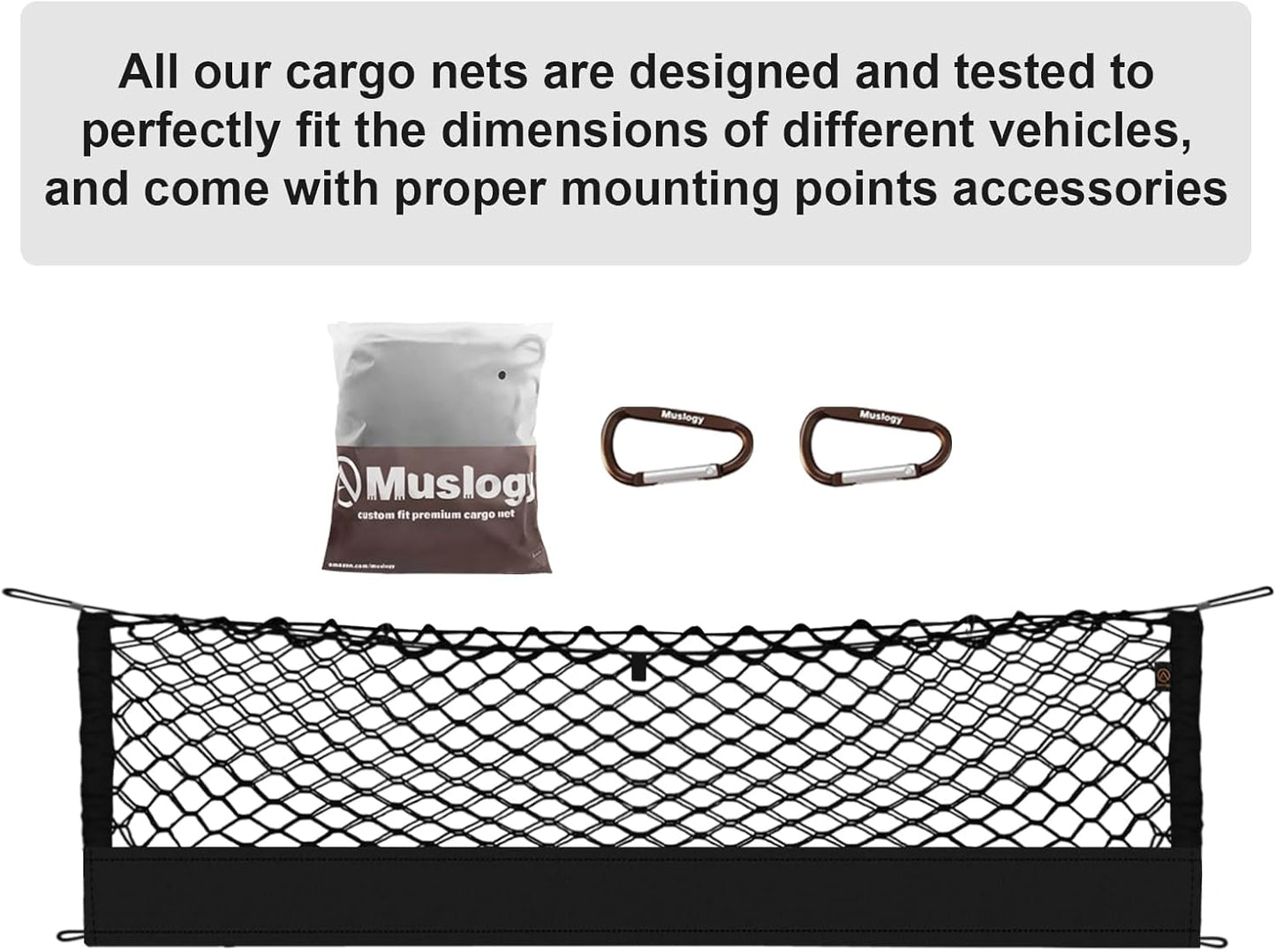 Muslogy Truck Bed Cargo Net Trunk Netting Compatible with 2023-2025 2026 Honda CR-V Accessories, Pickup Cargo Organizer SUV Sedan Storage Net w/Heavy Duty Carabiners - Colors B