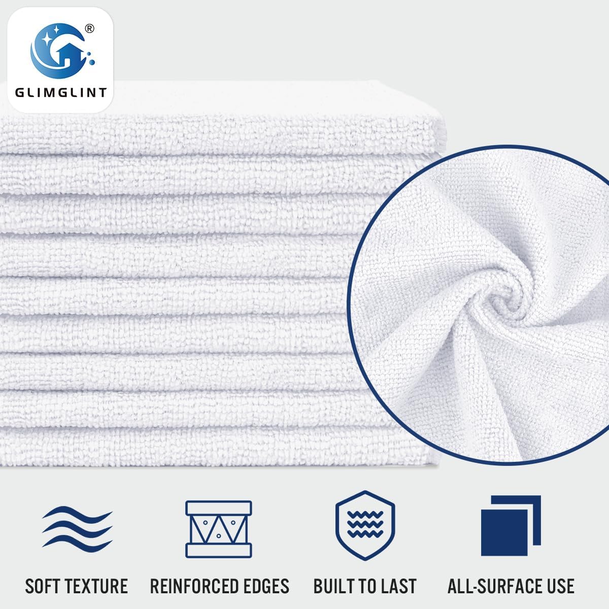 GLIMGLINT Black Microfiber Cleaning Cloth,150PK Reusable Cleaning Rags,Highly Absorbent Shop Rags Bulk,All-Purpose Car Cleaning Towels for TV Screen, Kitchen, Bathroom, Restaurant, Garage, 14"X12"