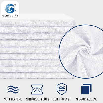 GLIMGLINT Black Microfiber Cleaning Cloth,150PK Reusable Cleaning Rags,Highly Absorbent Shop Rags Bulk,All-Purpose Car Cleaning Towels for TV Screen, Kitchen, Bathroom, Restaurant, Garage, 14"X12"