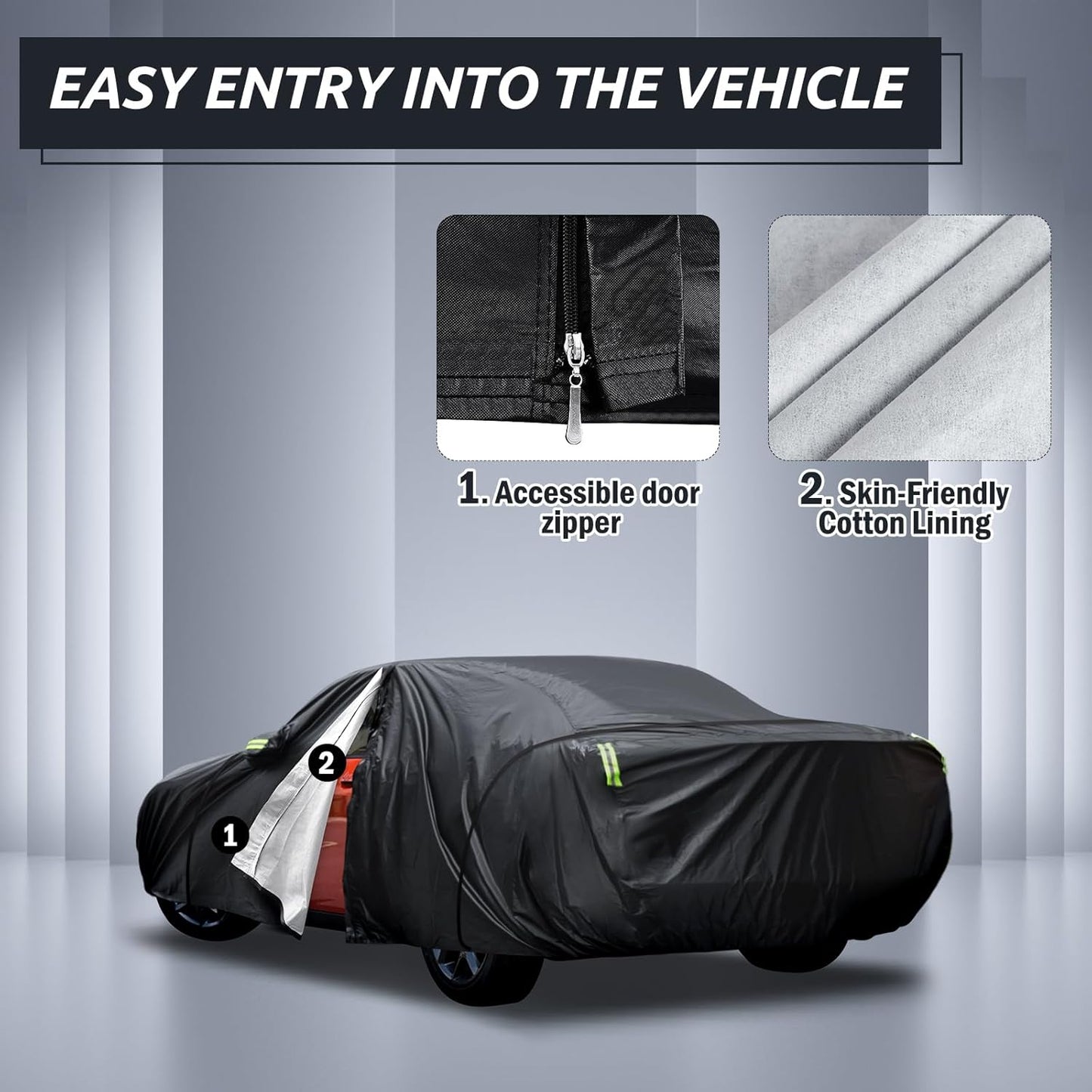 Car Cover Custom Fit for Toyota Corolla 2000-2025, Honda Civic 1991-2025, Waterproof All Weather Full Exterior Cover Rain Sun Protector Car Cover with Door Zipper