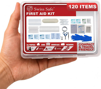 Swiss Safe 2-in-1 First Aid Kit for Car, Travel and Home, 348 Pieces, Large Hardcase with Bonus Mini Kit for Medical Emergency, Survival and Camping