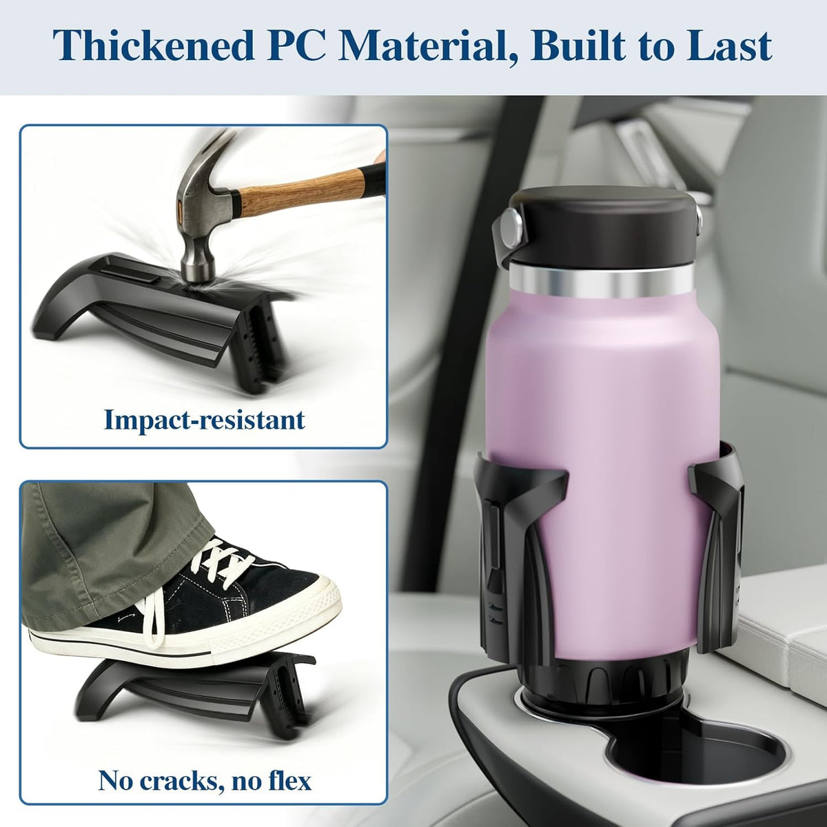 Car Cup Holder Expander, Cup Holder Extender Adapter with Expandable Arm and Adjustable Base, Compatible with Yeti Ramblers, Hydro Flasks, Stanley, Owala Most Coffee Mugs Bottles & Cups (CUP-2pack)