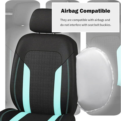 2 Pack Universal Car Seat Cover with Breathable Mesh Backrest,Comfortable Car Seat Protector with Foam Padding and Retaining Buckle,Highly Elastic Car Seat Covers Full Set (Pink)