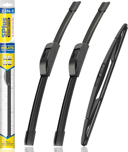 5 PLUS® Silicone Windshield Wipers Replacement for 2019-2024 Toyota RAV4/ 2006-2015 Mazda 5 Wiper Blades(Set of 3), Windshield Wiper Blades For My Car-26"/16"/12" - Colors A