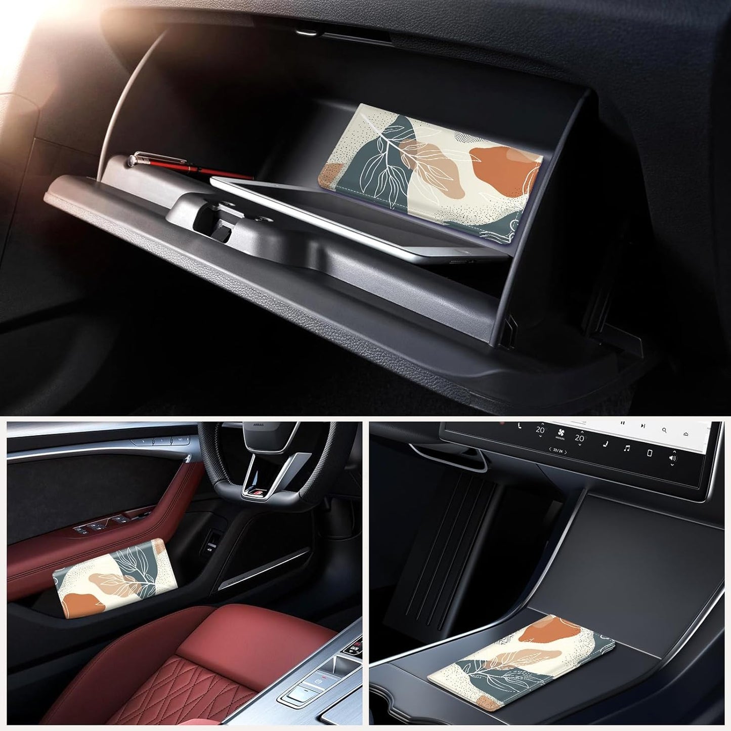 Car Registration and Insurance Holder，Colour Patterns Men Women Car License Document Registration and Insurance Card Holder