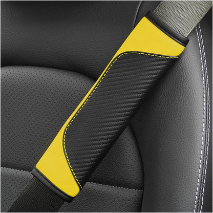 AUCELI 2PCS Car Seat Belt Cover, Carbon Fiber Seatbelt Shoulder Strap Covers, Breathable Leather Soft Harness Pad Protect Your Neck and Shoulder Compatible with Cars