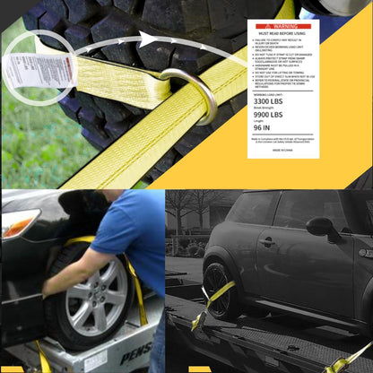 Car Tie Down Straps (4PK) with J Finger Hook Lasso Ratchet Strap 2 Inch x 96 Inch- for Any Car, SUV, Jeep or Sports Car
