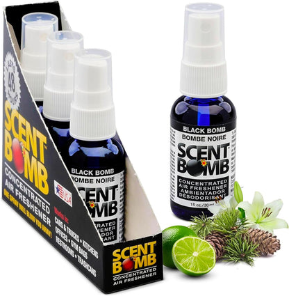 Scent Bomb Air Freshener Spray, Long-Lasting Odor Eliminator - Effective Deodorizer for Home & Car, Fresh Room Spray for Kitchen, Bathroom & Smell Neutralizer - 1 oz Pack of 4, Black Cherry Scent
