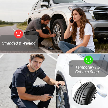 Tire Repair Rubber Nail Kit, Premium Spiral Screw-in Tire Plugs with 2 Sizes, Emergency Roadside Flat Tire Fix Tool for Car Truck Motorcycle Tractor ATV SUV - Fast Self Service Repair, 61 PCS