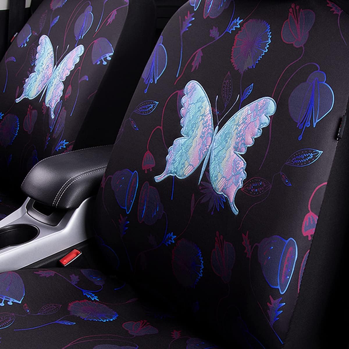 Flying Banner Butterfly car seat Covers ful Set Fashion Universal Lady Woman Female Rear Bench Split Colorized (Pink, 2 Fronts - Lace)
