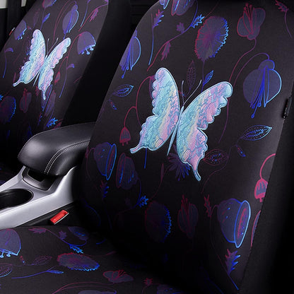 Flying Banner Butterfly car seat Covers ful Set Fashion Universal Lady Woman Female Rear Bench Split Colorized (Pink, 2 Fronts - Lace)