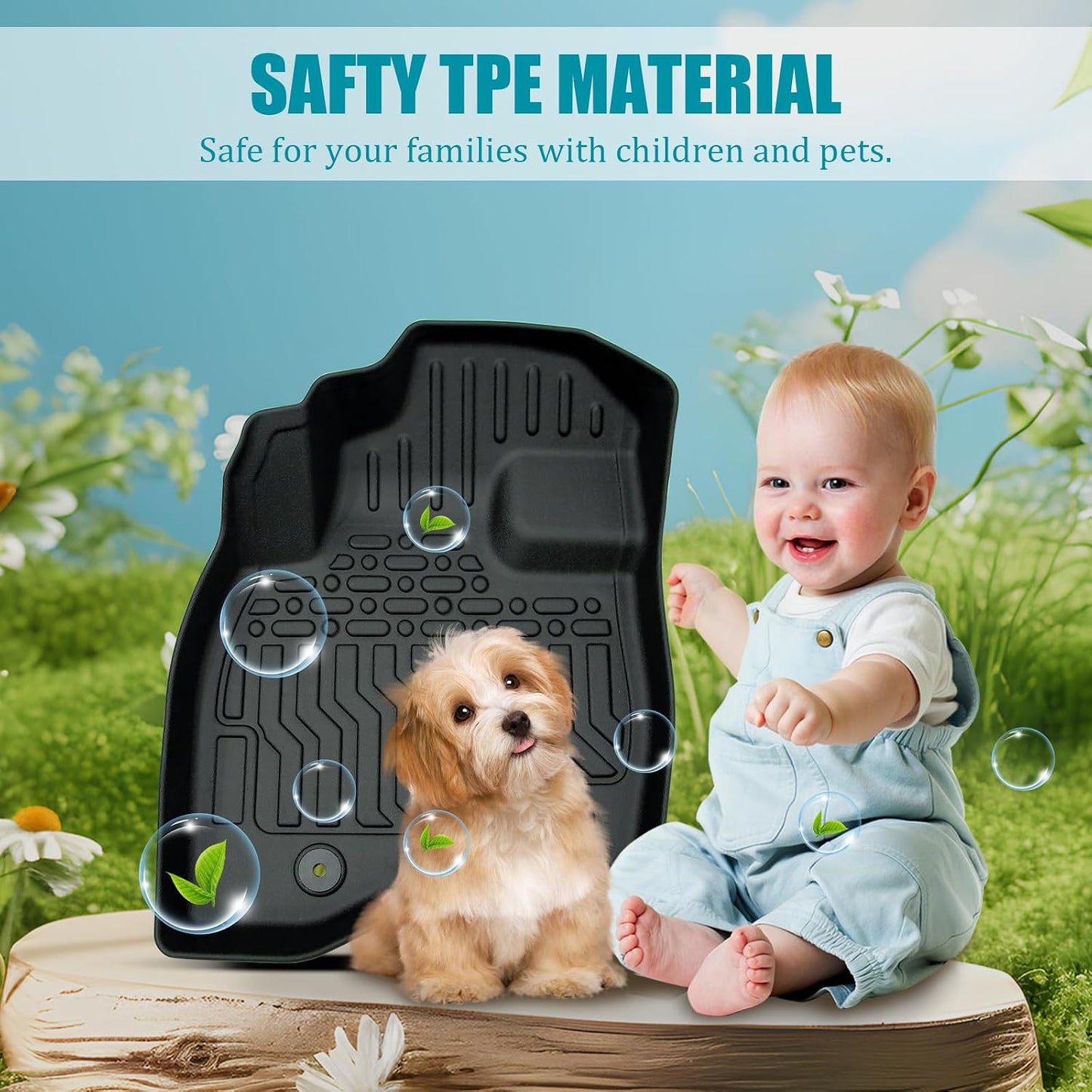 All Weather Floor Mats for 2016-2019 Chevy Cruze (No Fit 2016 Cruze Limited), Chevy Cruze Floor Mats, 1st and 2nd Maximum Coverage, 3D Waterproof TPE Rubber Protector Car Mats Full Set Liners