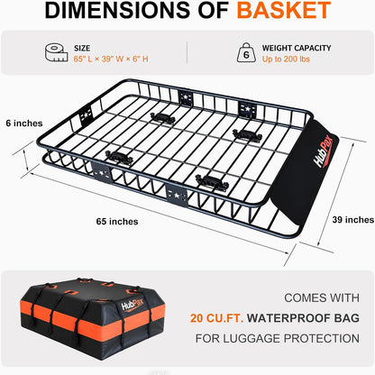 21 Cu Ft. Car Rooftop Cargo Carrier Bag Car Roof Top Bag Cargo Carrier | Fit All Vehicle with/Without Rack, Includes Anti-Slip Mat, 8 Reinforced Straps, 6 Door Hooks, Luggage Lock